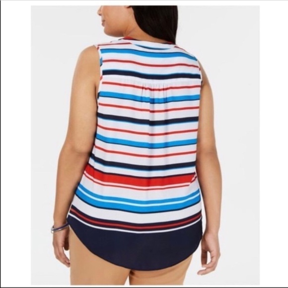 NEW Charter Club Plus Stripe Tank Top Sleeveless Tee Shirt High Low Hemline 2X - Picture 3 of 7